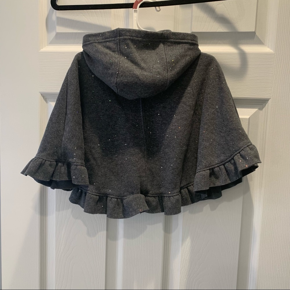Max Studio Baby Grey Sparkle Hoodie Poncho Cape- 24 Months - Picture 2 of 6